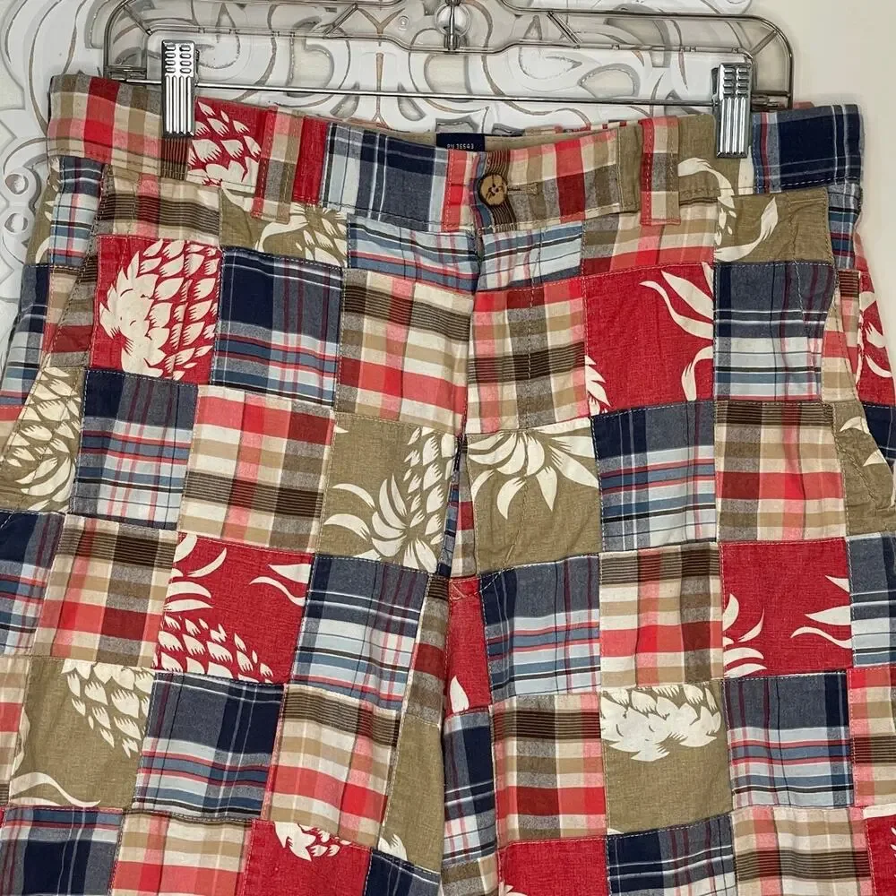 IZOD Men's 33 Patchwork Madras Shorts 100% Cotton Plaid Floral Preppy India